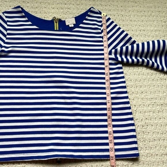 Anthropologie Blue & White Striped Back Zip Top Size Small - Picture 8 of 9